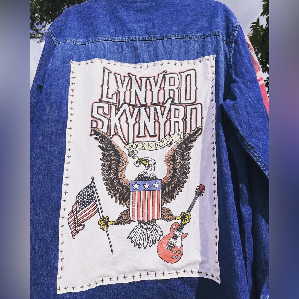 Lynyrd Skynyrd denim upcycle shirt